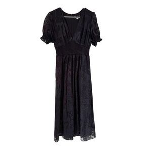 Anthropologie BHLDN Hutch Black Maxi Puff Sleeve Dress Size 6